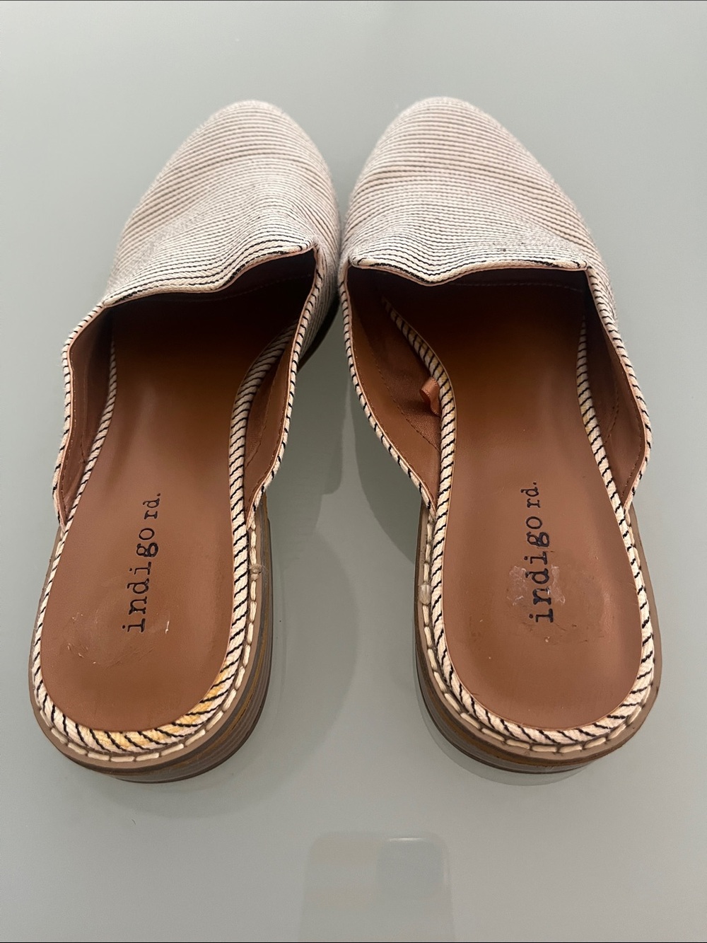 Indigo Woven Slip-On Mules in Blush